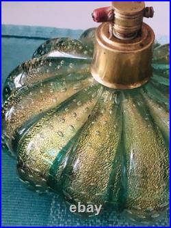 Vtg Set Murano Flavio Poli Seguso Green Bullicante/gold Melon Perfume Bottles