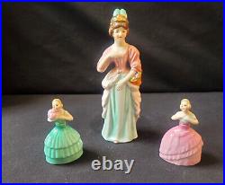 Vtg Set of 3-(2) 1920 German Porc. 3.5 Perfume Bottles (1) 7.5 Perfume Bottle