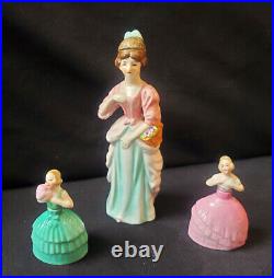 Vtg Set of 3-(2) 1920 German Porc. 3.5 Perfume Bottles (1) 7.5 Perfume Bottle