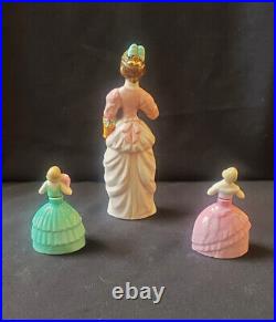 Vtg Set of 3-(2) 1920 German Porc. 3.5 Perfume Bottles (1) 7.5 Perfume Bottle