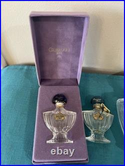 Vtg Shalimar Guerlain EMPTY Perfume Bottle Paris logo tag hang Boxes Talc France