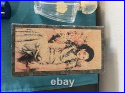 Vtg Shalimar Guerlain EMPTY Perfume Bottle Paris logo tag hang Boxes Talc France