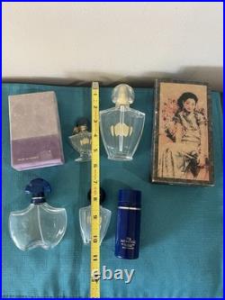 Vtg Shalimar Guerlain EMPTY Perfume Bottle Paris logo tag hang Boxes Talc France
