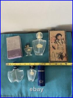 Vtg Shalimar Guerlain EMPTY Perfume Bottle Paris logo tag hang Boxes Talc France