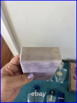 Vtg Shalimar Guerlain EMPTY Perfume Bottle Paris logo tag hang Boxes Talc France