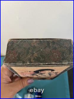 Vtg Shalimar Guerlain EMPTY Perfume Bottle Paris logo tag hang Boxes Talc France