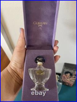Vtg Shalimar Guerlain EMPTY Perfume Bottle Paris logo tag hang Boxes Talc France