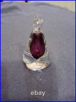 Vtg Signed Art Glass Swirl Perfume Bottle 4.25 T