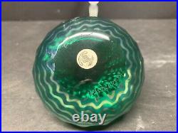 Vtg Signed Correia Art Glass Iridescent Pulled Feather Perfume Lridescent Bottle