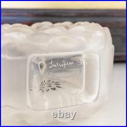 Vtg Signed LALIQUE Crystal Single DAHLIA Glass Perfume Bottle Flower 3.5 France