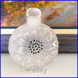 Vtg Signed LALIQUE Crystal Single DAHLIA Glass Perfume Bottle Flower 3.5 France