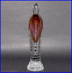 Vtg THREADED Perfume Bottle SiGNED Studio Art Glass PEARL GLASSWORKS Large 9½ h