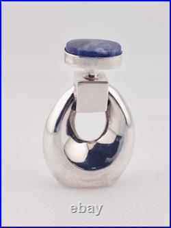 Vtg Taxco Mexico 925 Silver Perfume Bottle Blue Stone Stopper 66g Signed Vtg Taxco Mexico 925 Silver Perfume Bottle Blue Stone Stopper 66g Signed