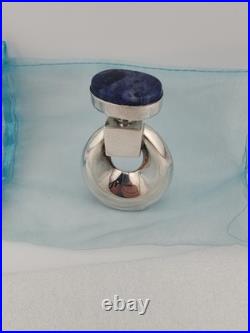 Vtg Taxco Mexico 925 Silver Perfume Bottle Blue Stone Stopper 66g Signed Vtg Taxco Mexico 925 Silver Perfume Bottle Blue Stone Stopper 66g Signed