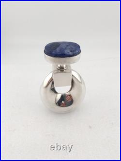 Vtg Taxco Mexico 925 Silver Perfume Bottle Blue Stone Stopper 66g Signed Vtg Taxco Mexico 925 Silver Perfume Bottle Blue Stone Stopper 66g Signed