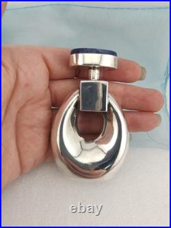 Vtg Taxco Mexico 925 Silver Perfume Bottle Blue Stone Stopper 66g Signed Vtg Taxco Mexico 925 Silver Perfume Bottle Blue Stone Stopper 66g Signed