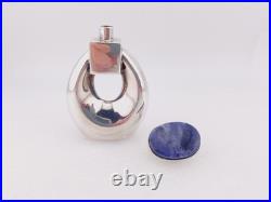 Vtg Taxco Mexico 925 Silver Perfume Bottle Blue Stone Stopper 66g Signed Vtg Taxco Mexico 925 Silver Perfume Bottle Blue Stone Stopper 66g Signed