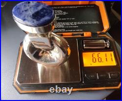 Vtg Taxco Mexico 925 Silver Perfume Bottle Blue Stone Stopper 66g Signed Vtg Taxco Mexico 925 Silver Perfume Bottle Blue Stone Stopper 66g Signed
