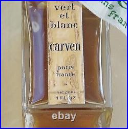 Vtg VERT ET BLANC by CARVEN splash PURE PARFUM 30ml1 oz OLD LARGE SEALED bottle