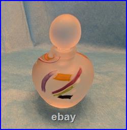 Vtg signed Robert L. Hamon frosted art glass perfume bottle with stopper