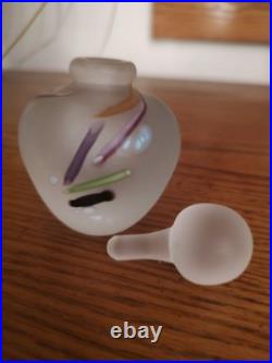 Vtg signed Robert L. Hamon frosted art glass perfume bottle with stopper