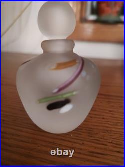 Vtg signed Robert L. Hamon frosted art glass perfume bottle with stopper