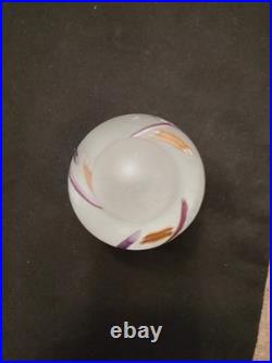 Vtg signed Robert L. Hamon frosted art glass perfume bottle with stopper
