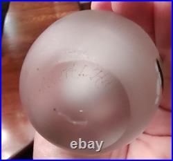 Vtg signed Robert L. Hamon frosted art glass perfume bottle with stopper