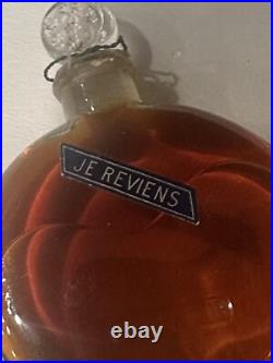 Worth Perfume Je Reviens Vintage Paper Label Glass Stopper WithString 7/8ths Worth Perfume Je Reviens Vintage Paper Label Glass Stopper WithString 7/8ths