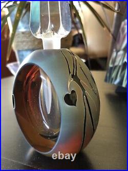 Zweifel Perfume Art Glass VTG Hearts 1988 One Of A Kind Iridescent Beautiful